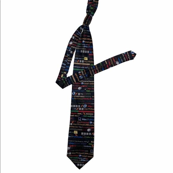 Men’s Vintage Y2K Internet theme tie - Picture 2 of 5